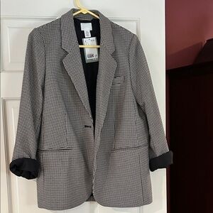 H&M Black and White Checkered Blazer